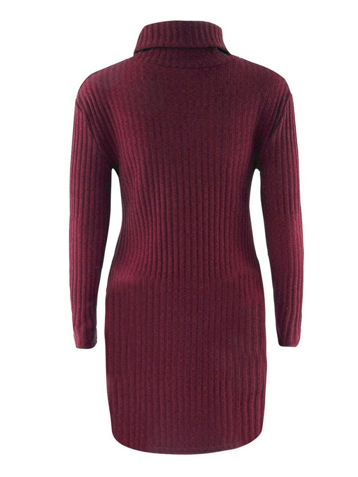 Fashioin Slim Solid Color Sweater Dress