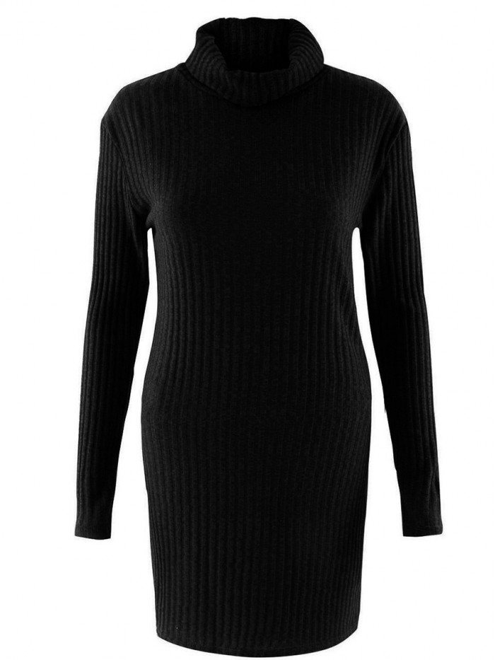 Fashioin Slim Solid Color Sweater Dress