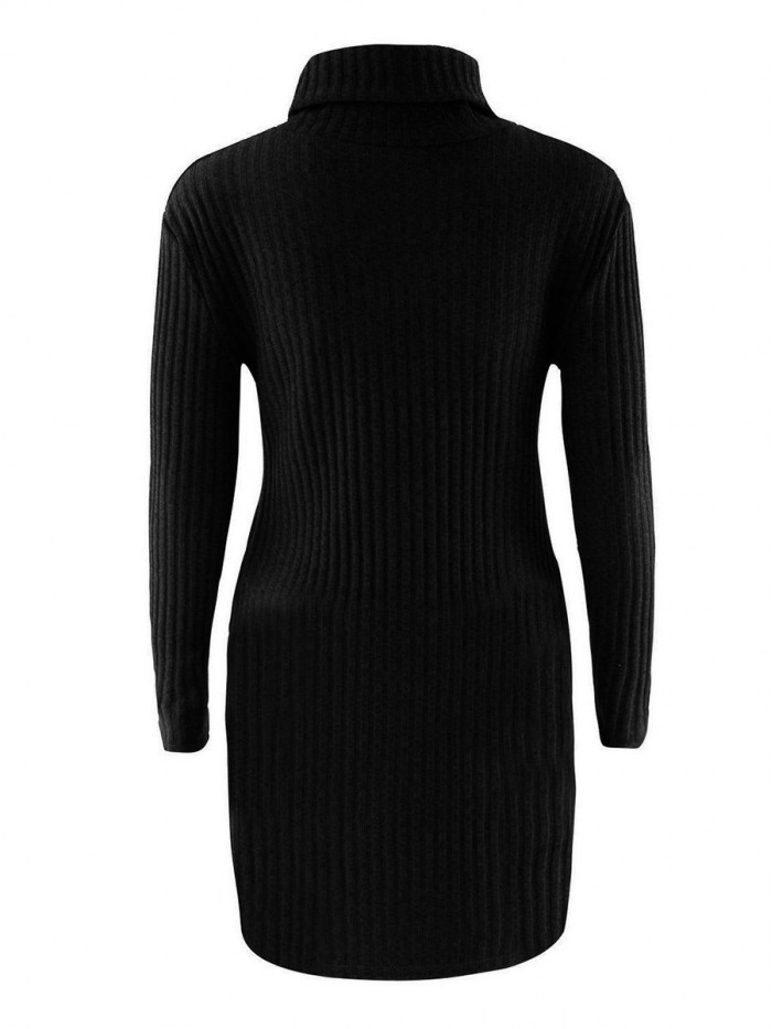 Fashioin Slim Solid Color Sweater Dress