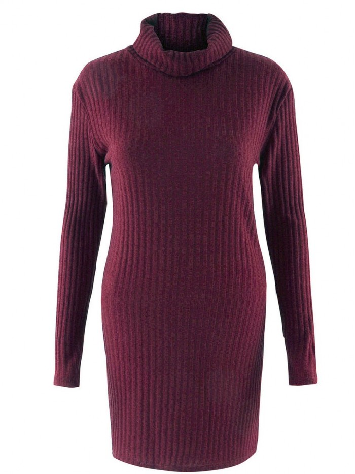 Fashioin Slim Solid Color Sweater Dress