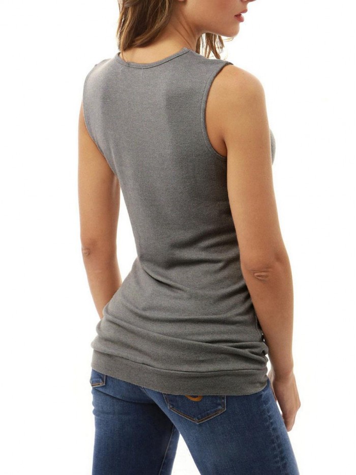 Black/Gray/White Solid Color Bodycon Sleeveless T-Shirt