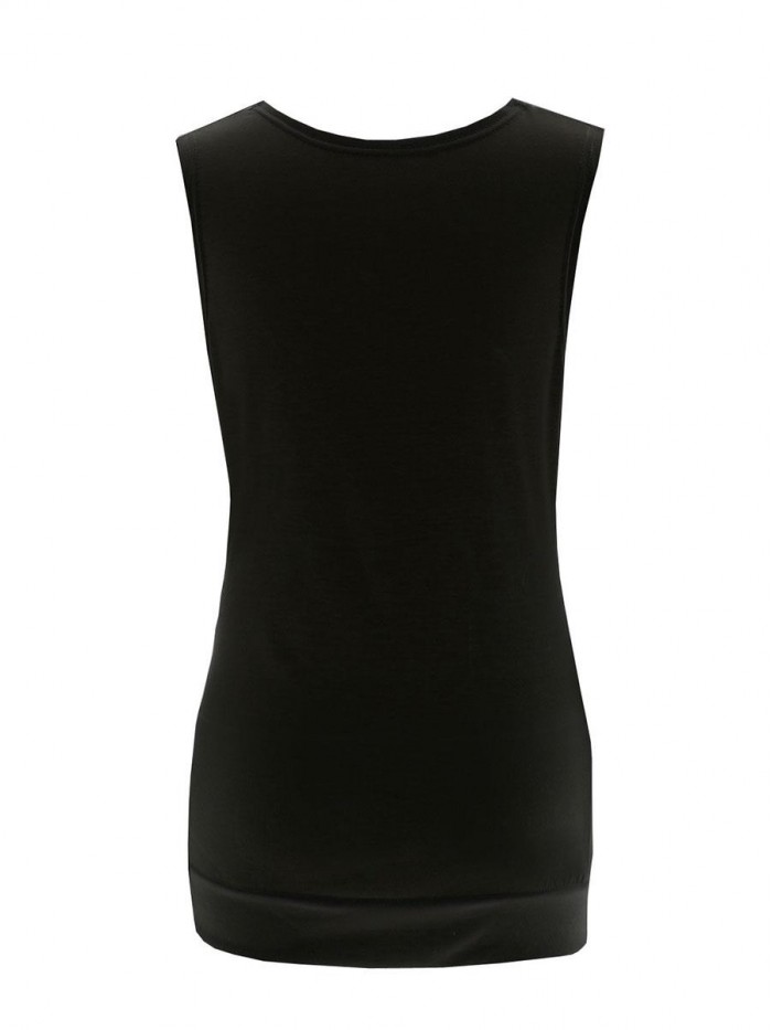 Black/Gray/White Solid Color Bodycon Sleeveless T-Shirt