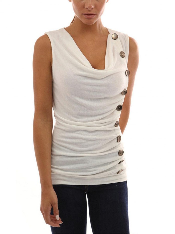 Black/Gray/White Solid Color Bodycon Sleeveless T-Shirt