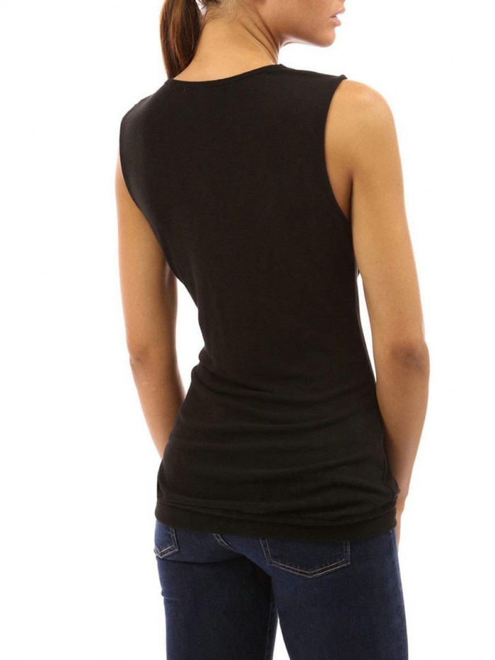 Black/Gray/White Solid Color Bodycon Sleeveless T-Shirt