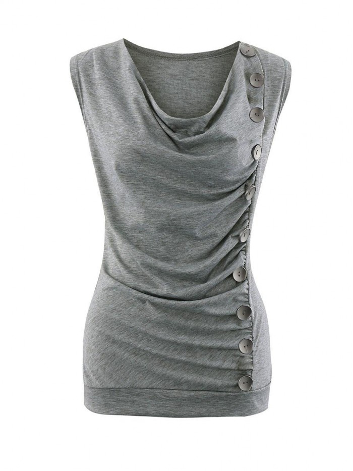 Black/Gray/White Solid Color Bodycon Sleeveless T-Shirt