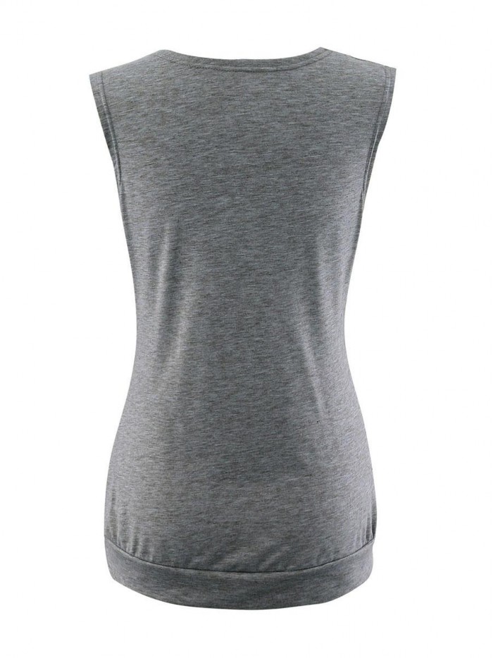 Black/Gray/White Solid Color Bodycon Sleeveless T-Shirt