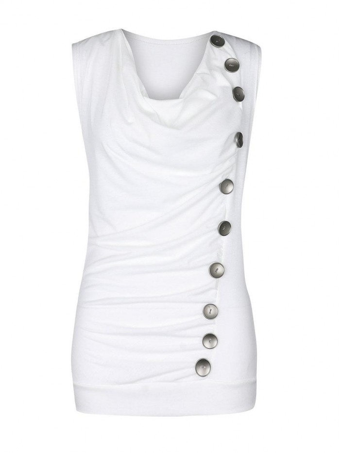 Black/Gray/White Solid Color Bodycon Sleeveless T-Shirt