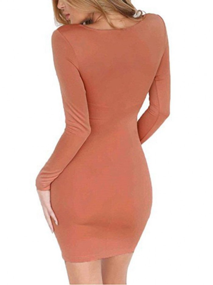 sexy Black/Orange solid color Mid-Waist bodycon Dress