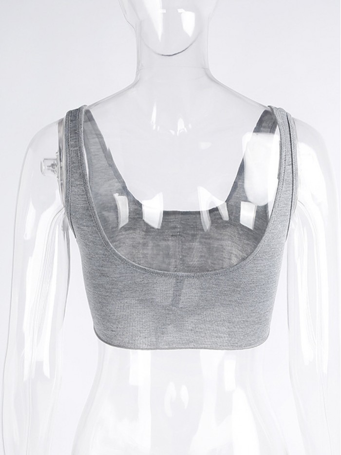 Casual Gray Short Slim Vests