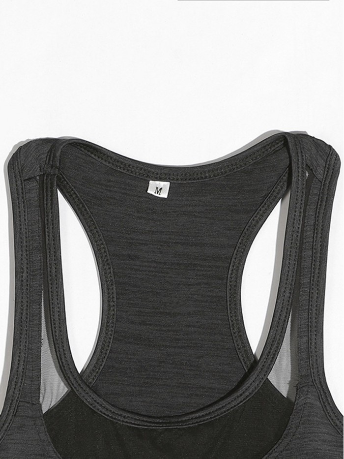 Black/Gray Patchwork See-Through  Solid Color Vests