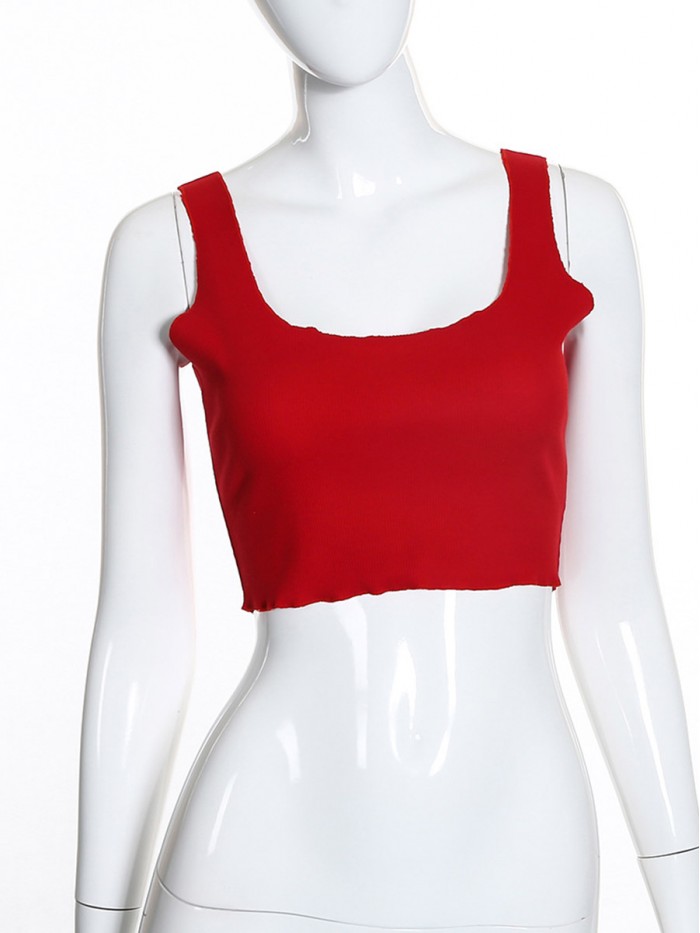 Black/ White/ Red Backless Solid Color Vests