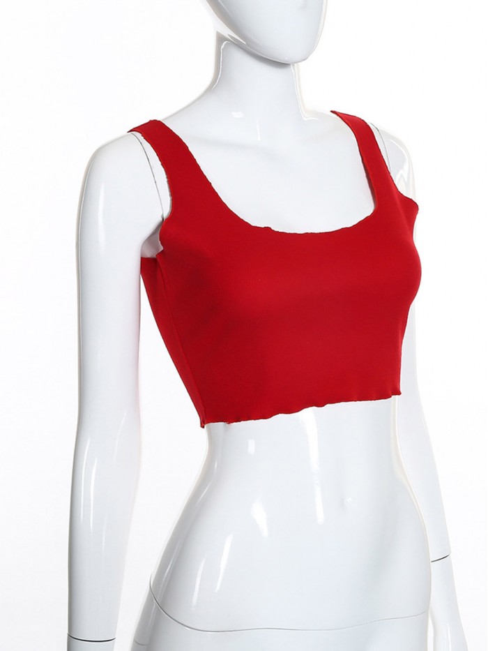 Black/ White/ Red Backless Solid Color Vests