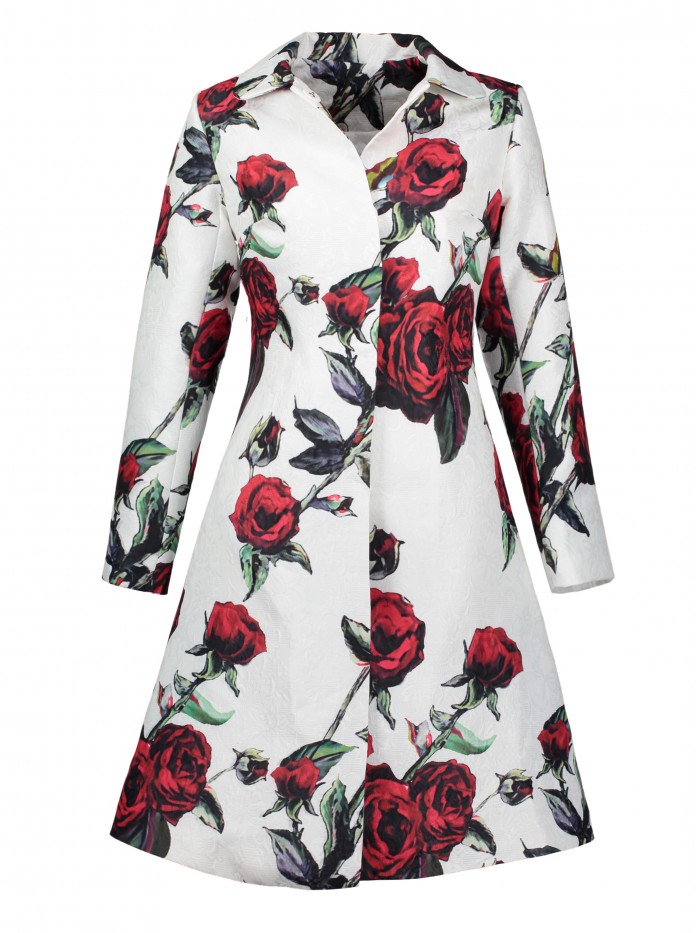 Patchwork Long Sleeves Floral Print Dress