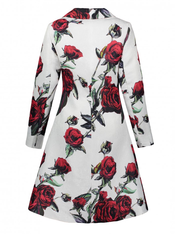 Patchwork Long Sleeves Floral Print Dress