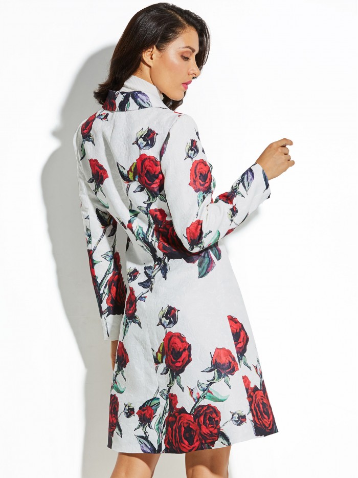 Patchwork Long Sleeves Floral Print Dress