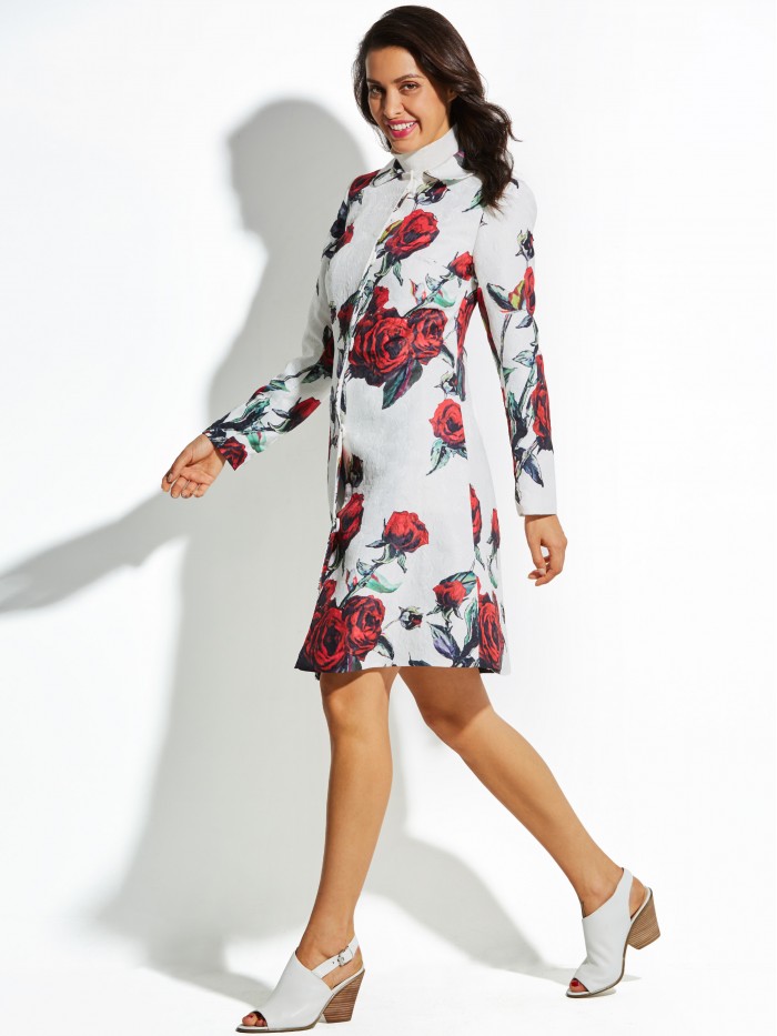 Patchwork Long Sleeves Floral Print Dress