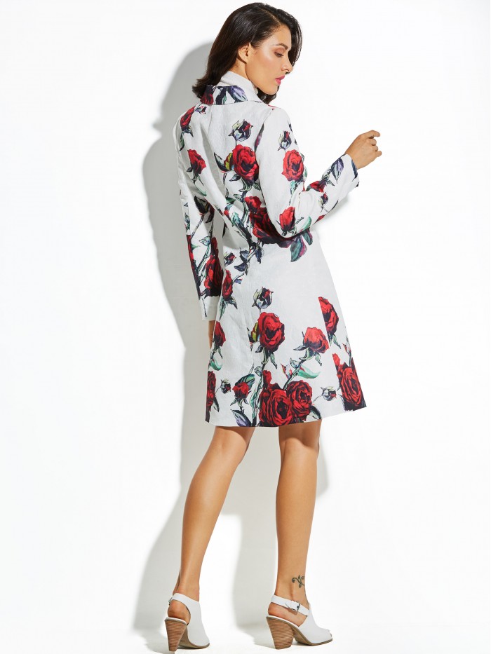 Patchwork Long Sleeves Floral Print Dress