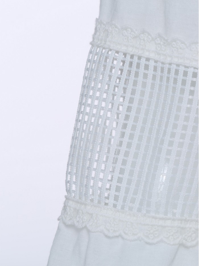 Pure White Half Sleeve Lace Hollowed-Out Loose Dress