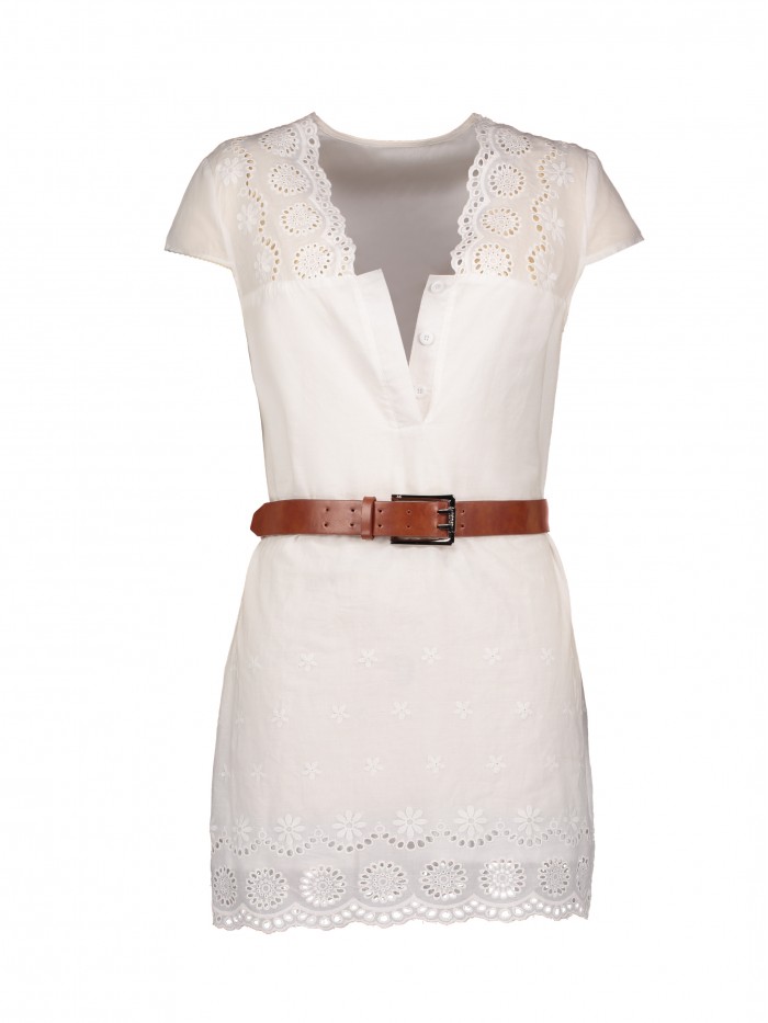 Pure White Short Sleeves Lace Bodycon Dress