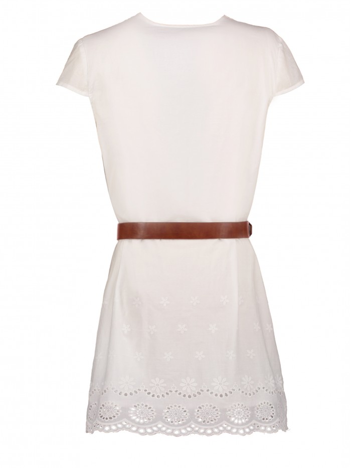 Pure White Short Sleeves Lace Bodycon Dress