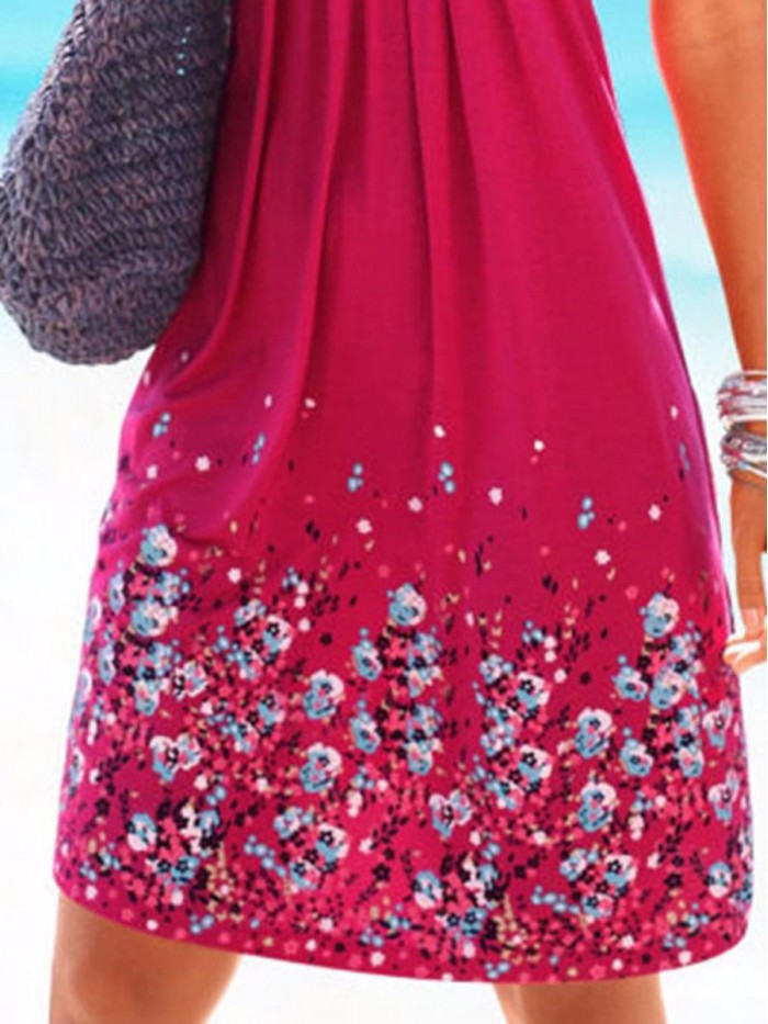 Cute Summer A-line Above Knee Sleeveless Floral Dress