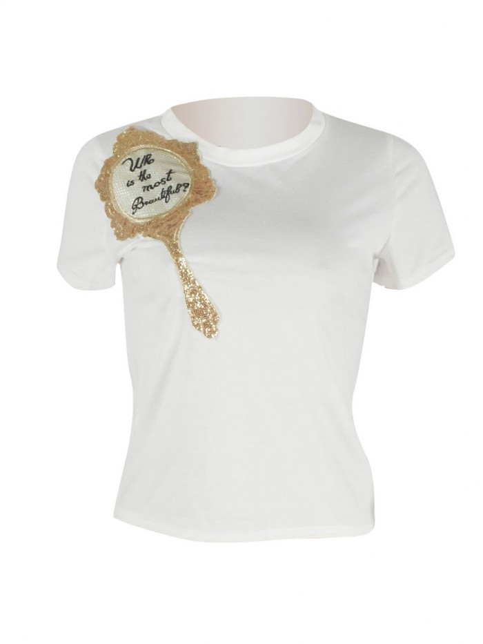 Sequins Decorated Short-sleeved T-shirt