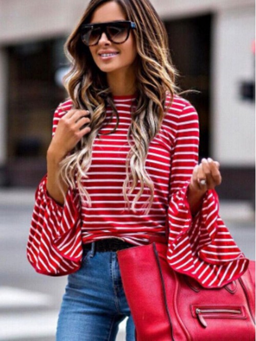 Red Striped T-Shirt For Women