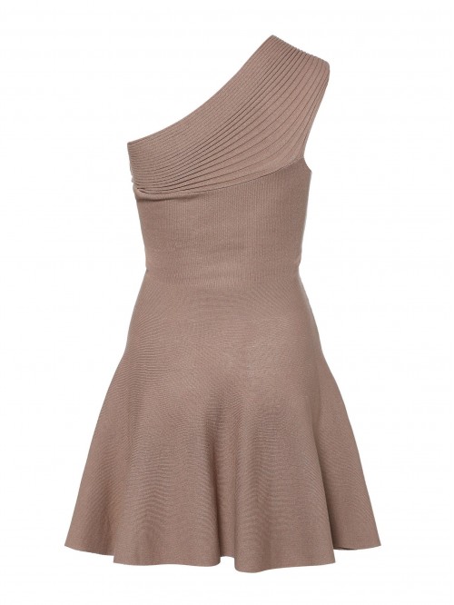 Khaki Asymmetric One Shoulder Dress