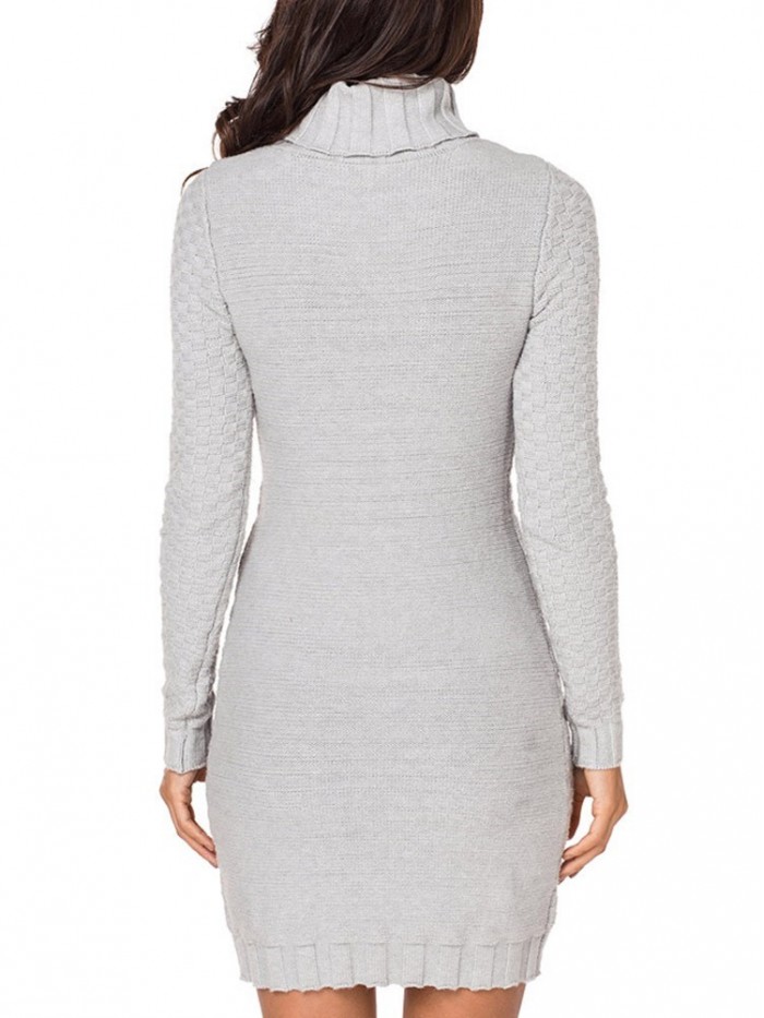 Elegant Turtleneck Sweater Bodycon Dress