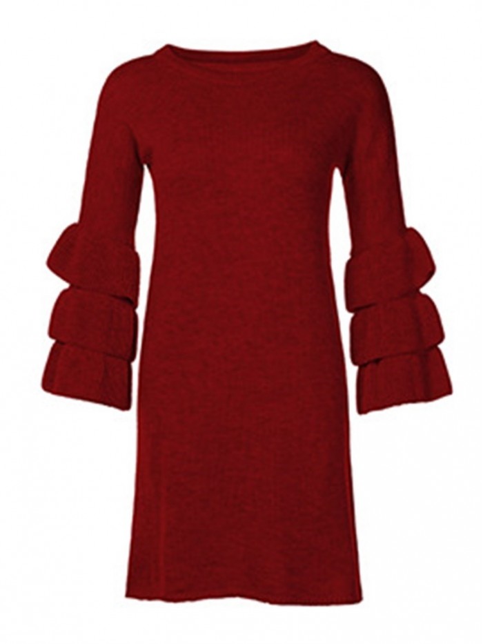 Elegant Pure Color Bodycon Sweater Dress