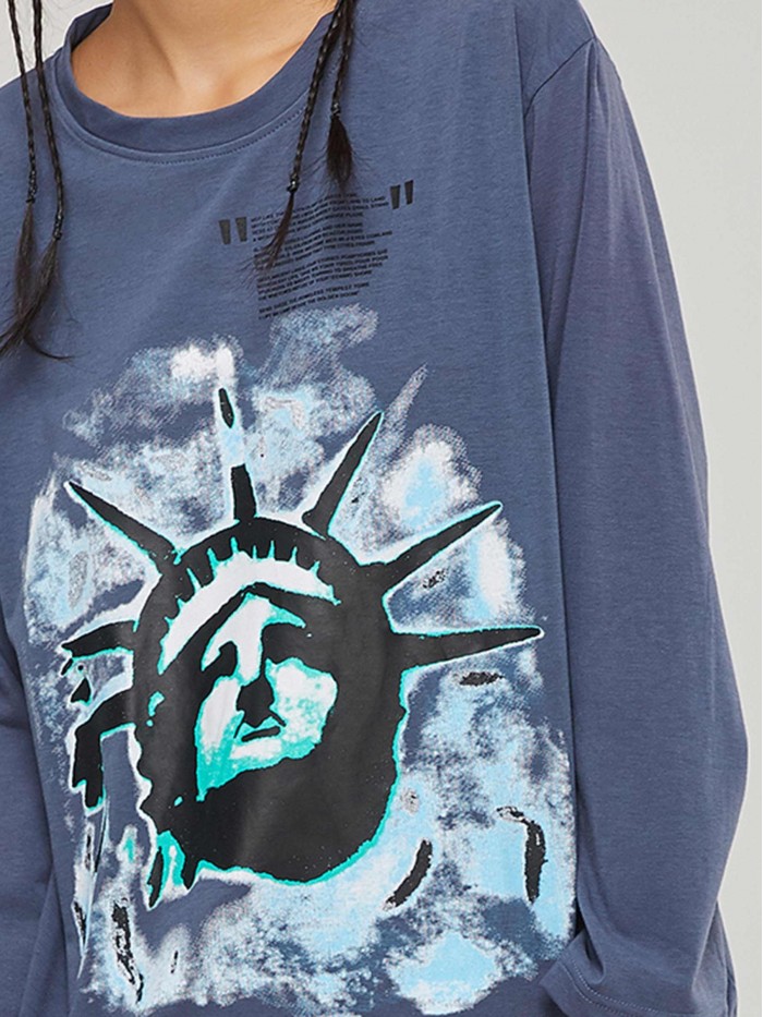 Fashion Loose Printing Round Neck T-Shirt