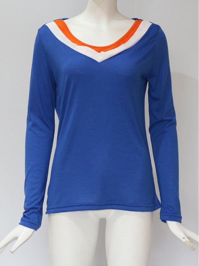 Casual Patchwork V-Neck T-shirt