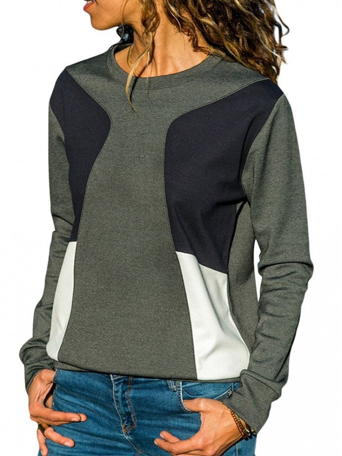 Fashion Round Neck Long Sleeve T-shirt