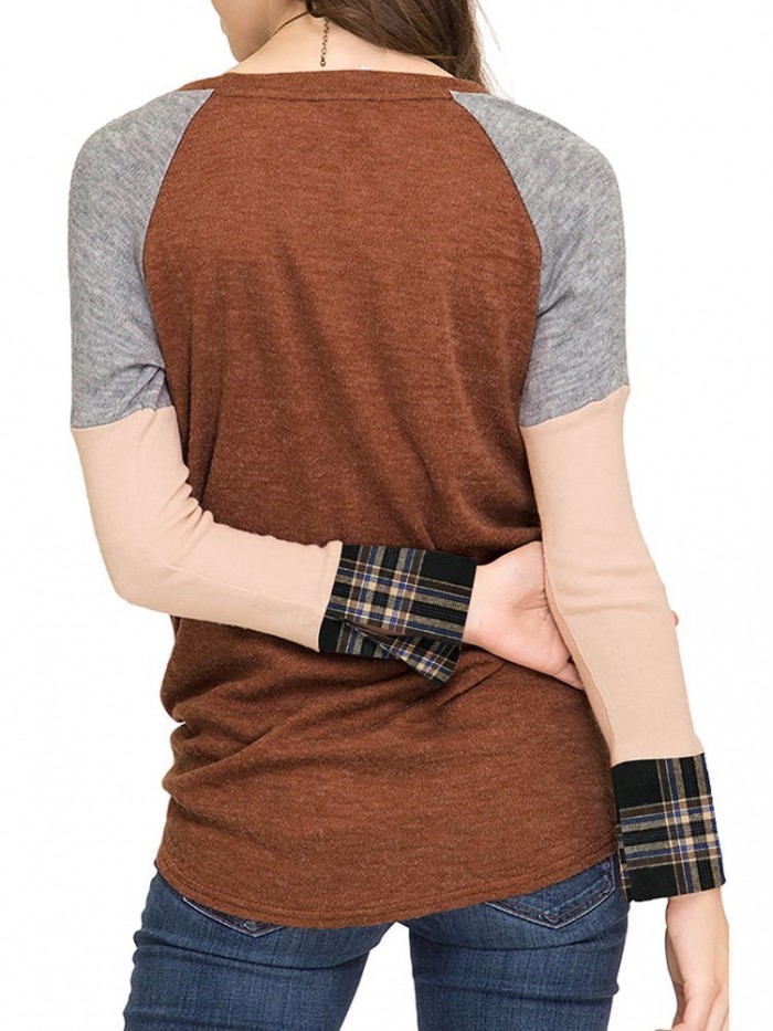 Leisure stitching round neck T-shirt