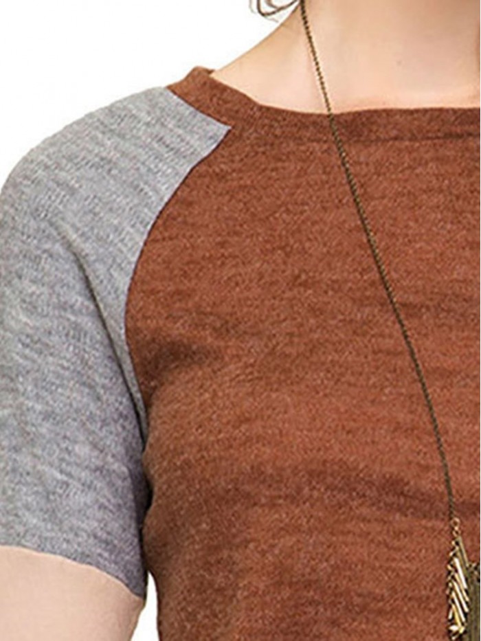 Leisure stitching round neck T-shirt