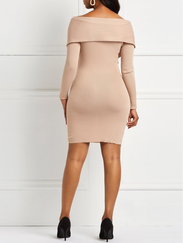 Pure Color Off Shoulder Bodycon Dress