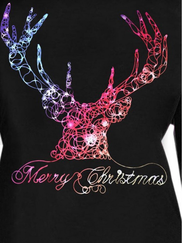 Black Christmas Style Irregular T-Shirt