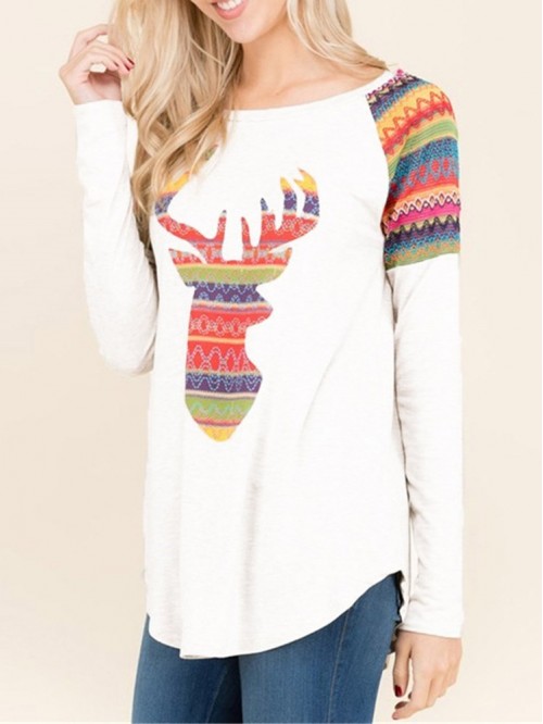 Cute Black/White Printed Long-Sleeved T-Shirt