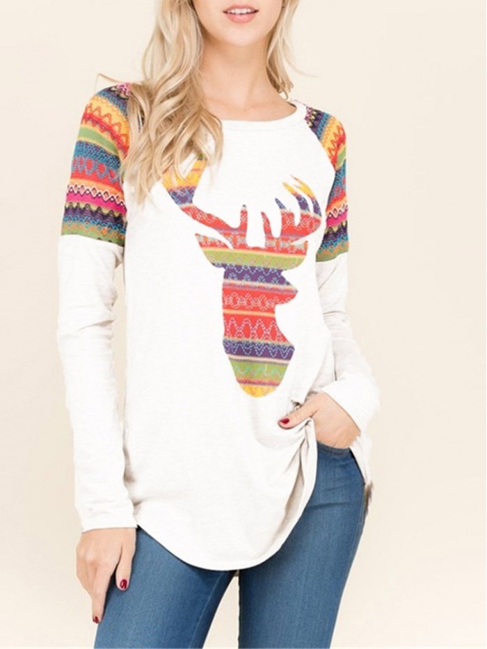 Cute Black/White Printed Long-Sleeved T-Shirt