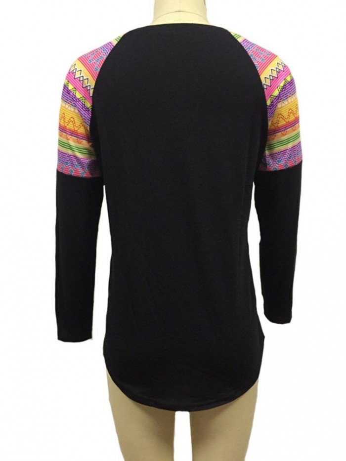 Cute Black/White Printed Long-Sleeved T-Shirt