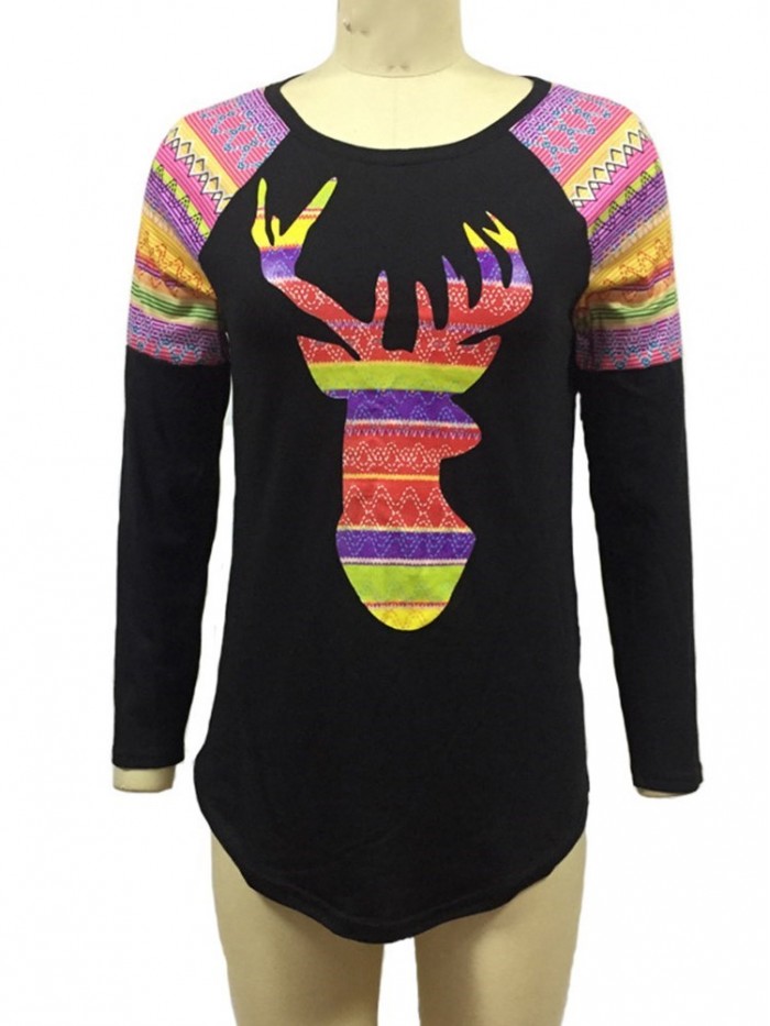 Cute Black/White Printed Long-Sleeved T-Shirt