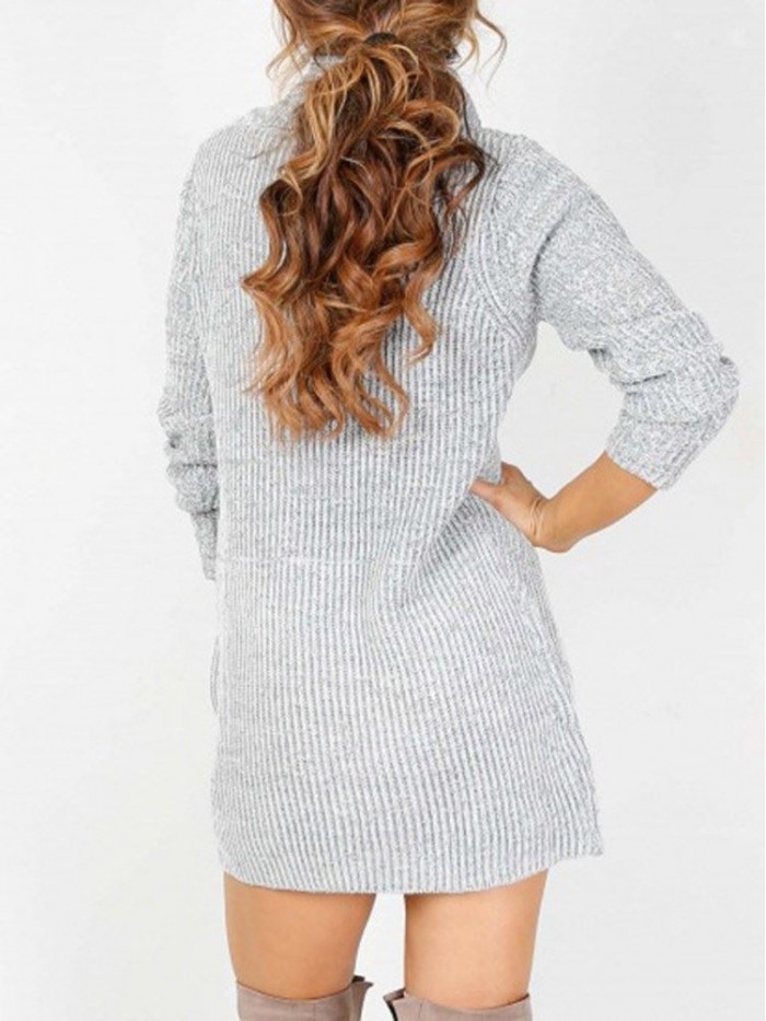 Casual Turtleneck Long Sleeve Sweater Dress