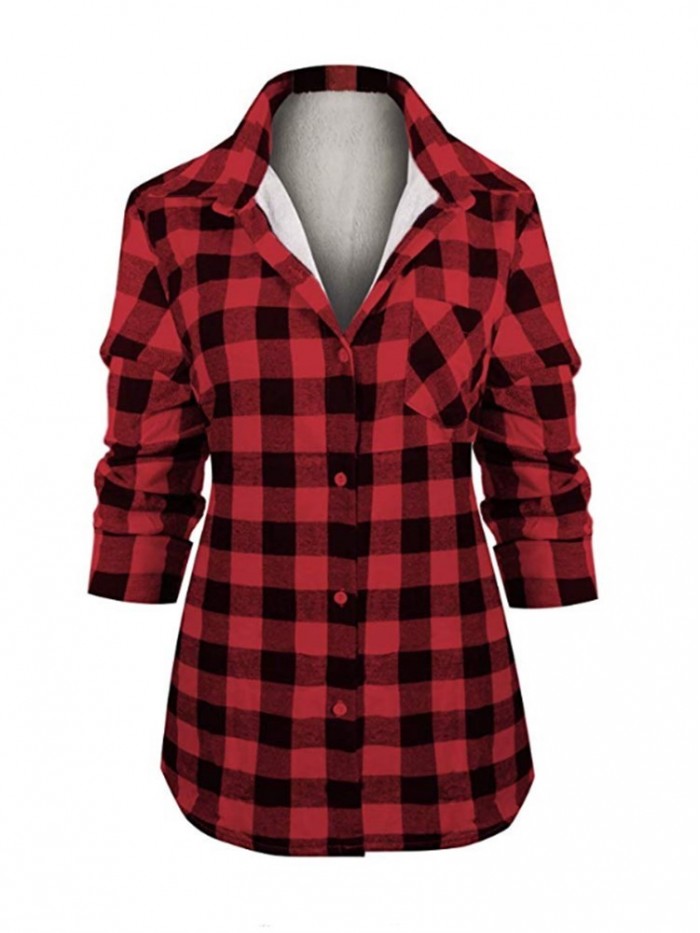 Thick Cotton Plaid Blouse