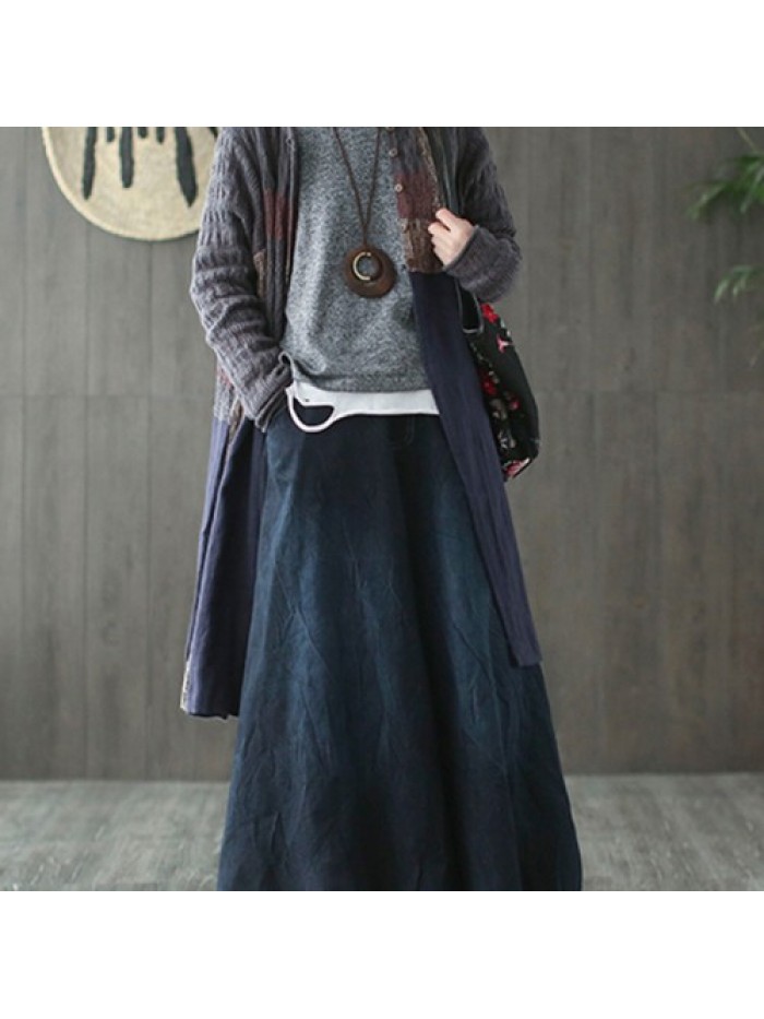 Fashion pleat and high waist leisure denim skirt