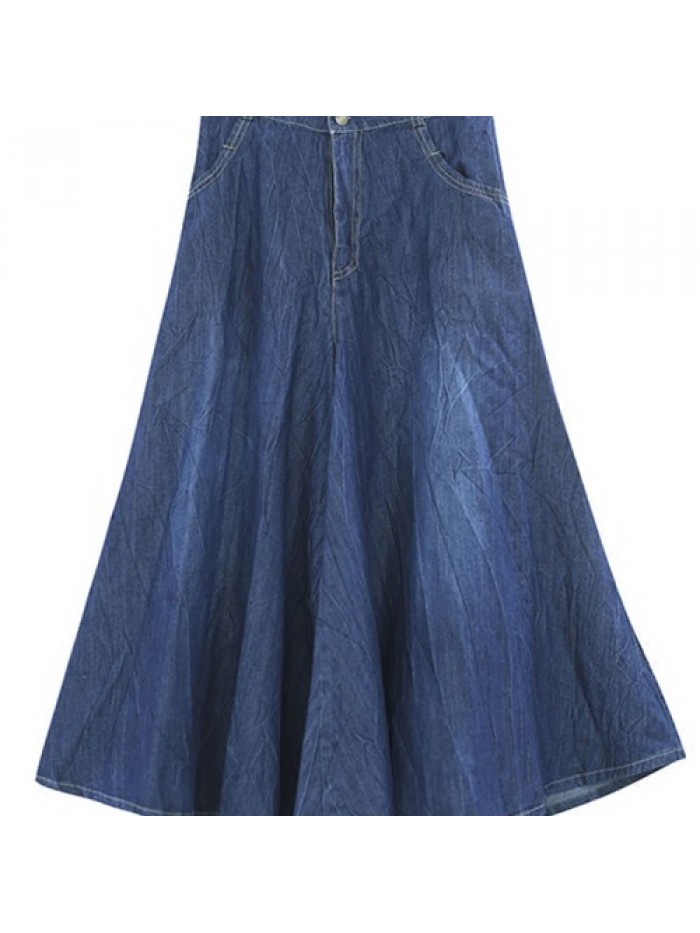 Fashion pleat and high waist leisure denim skirt