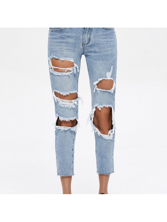 Casual Light Blue Ripped jeans