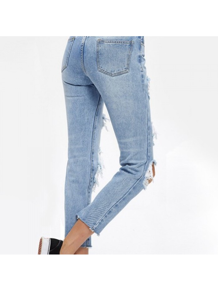 Casual Light Blue Ripped jeans