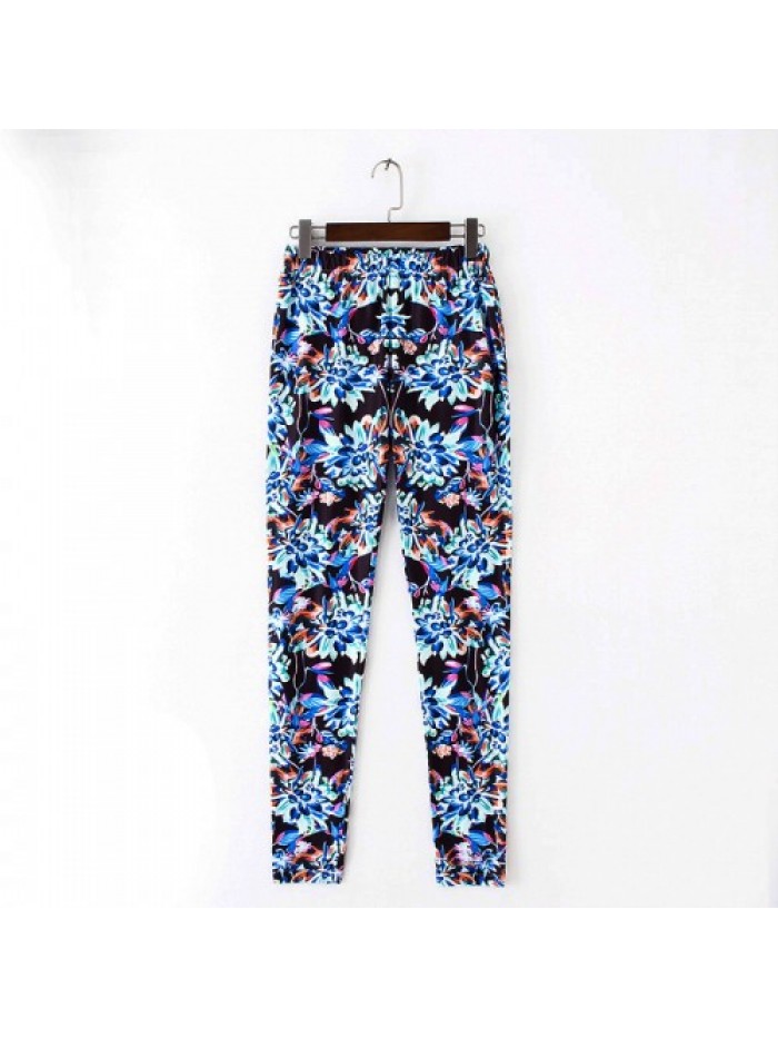 Printed fashion tall waist tight camouflage Floral pencil pants