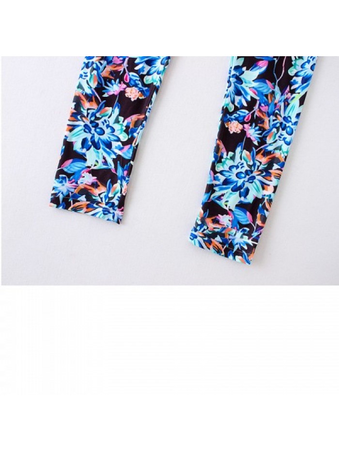 Printed fashion tall waist tight camouflage Floral pencil pants