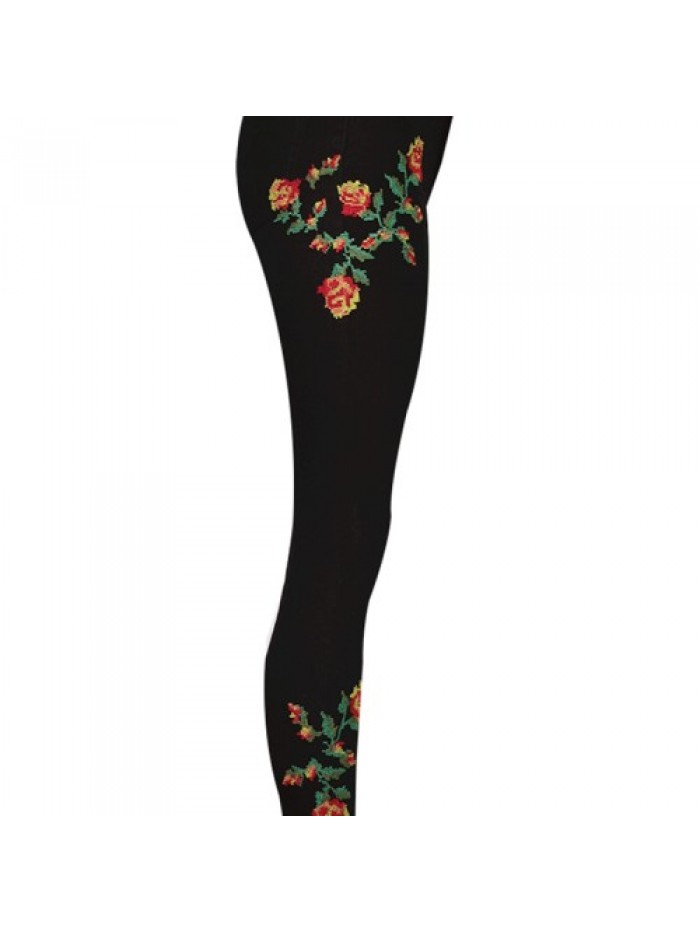 Black Floral Embroidery High Waist Skinny jeans